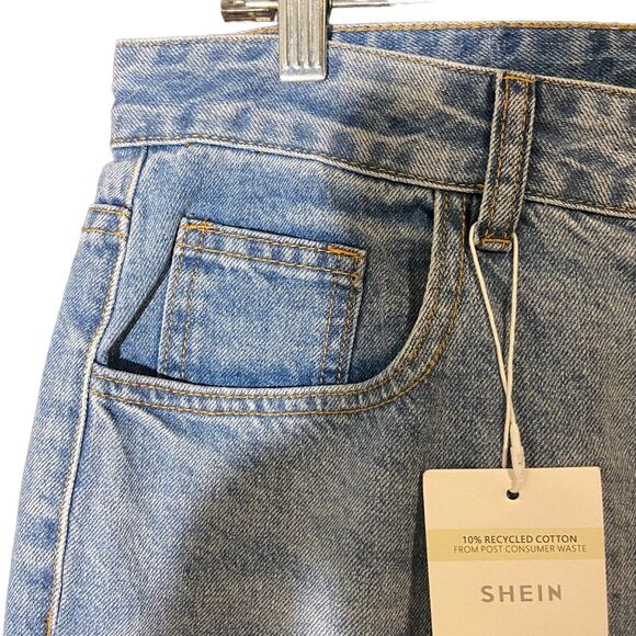 NWT Shein Wide Leg Jeans Women's Size‎ 12 Blue Denim Retro Straight Casual - Picture 8 of 11